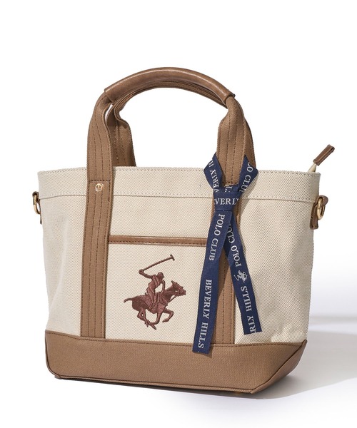 トートバッグ 「Beverly Hills Polo Club/ビバリーヒルズポロクラブ」ポニー刺繍エルガリー生地トートS（テープショルダー付属）
