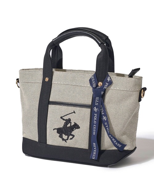 トートバッグ 「Beverly Hills Polo Club/ビバリーヒルズポロクラブ」ポニー刺繍エルガリー生地トートS（テープショルダー付属）