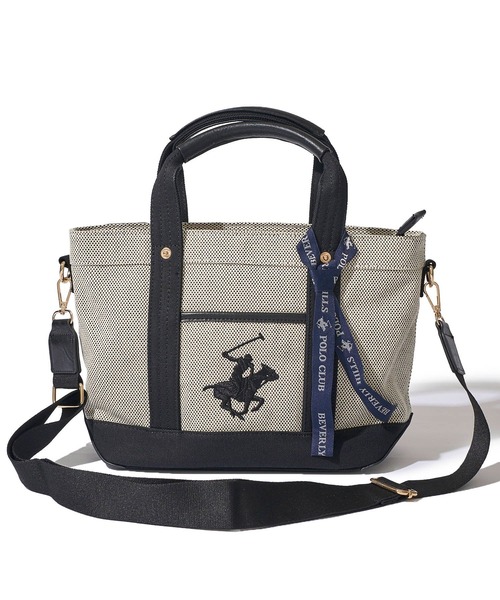 トートバッグ 「Beverly Hills Polo Club/ビバリーヒルズポロクラブ」ポニー刺繍エルガリー生地トートS（テープショルダー付属）