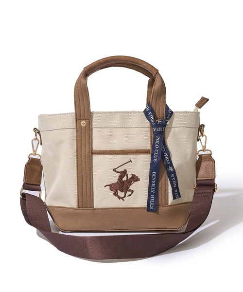 トートバッグ 「Beverly Hills Polo Club/ビバリーヒルズポロクラブ」ポニー刺繍エルガリー生地トートS（テープショルダー付属）