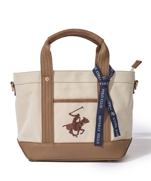 トートバッグ 「Beverly Hills Polo Club/ビバリーヒルズポロクラブ」ポニー刺繍エルガリー生地トートS（テープショルダー付属）