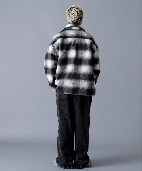 DankeSchon ダンケシェーン　ブラインドホック　シャギーシャツ　白黒 DankeSchon/ダンケシェーン/SHAGGY SHIRTS | L.H.P（エルエイチピー