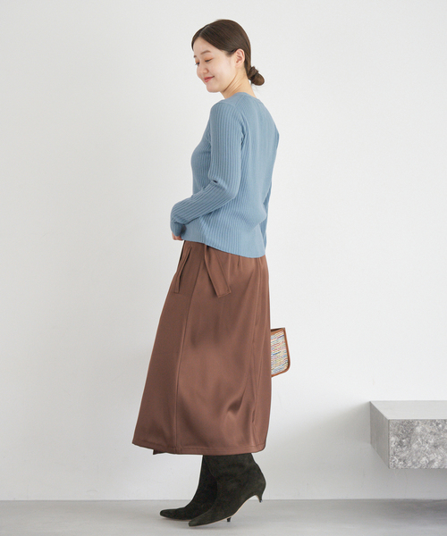 IENA（イエナ） カーディガン 「追加」イタリア ヤーン RIB Vネック