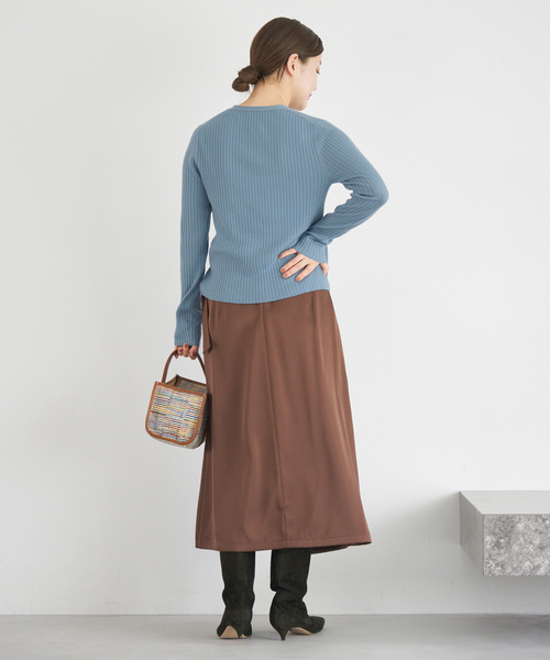 IENA（イエナ） カーディガン 「追加」イタリア ヤーン RIB Vネック