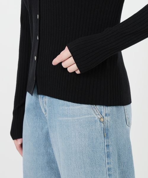 IENA（イエナ） カーディガン 「追加」イタリア ヤーン RIB Vネック