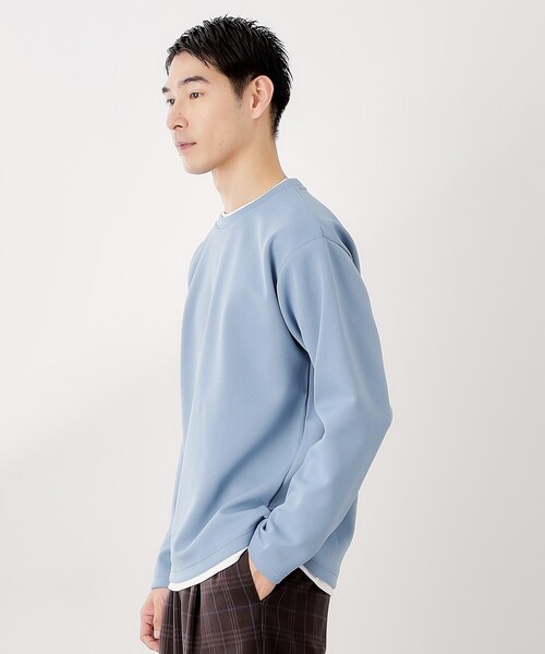 THE SHOP TK tシャツ 「ラクして決まる！」レイヤード風長袖Tシャツ