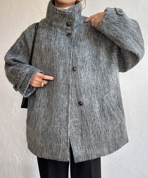 JUNOAH（ジュノア） コート アウター スタンドカラーシャギーコート