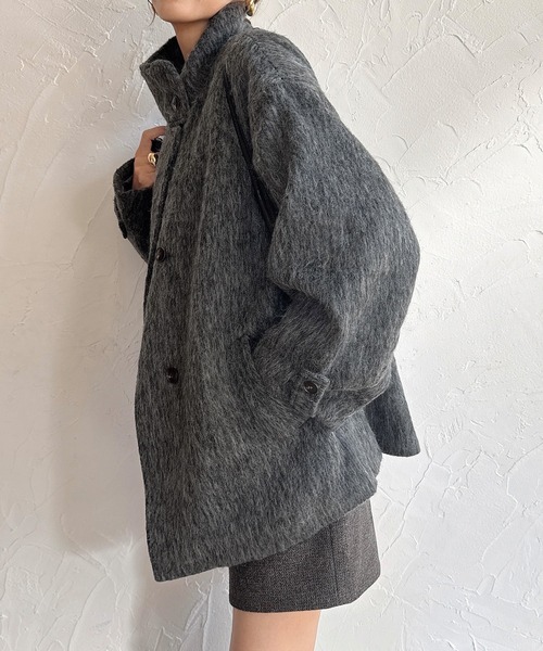 JUNOAH（ジュノア） コート アウター スタンドカラーシャギーコート