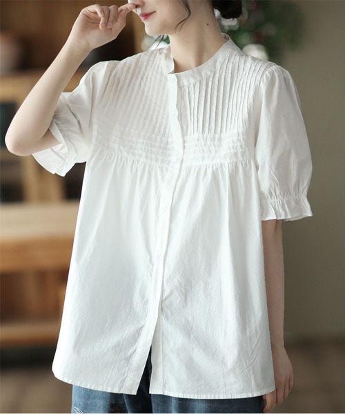 「BLANC FICELLE」 半袖ブラウス X-LARGE ホワイト レディース_画像5