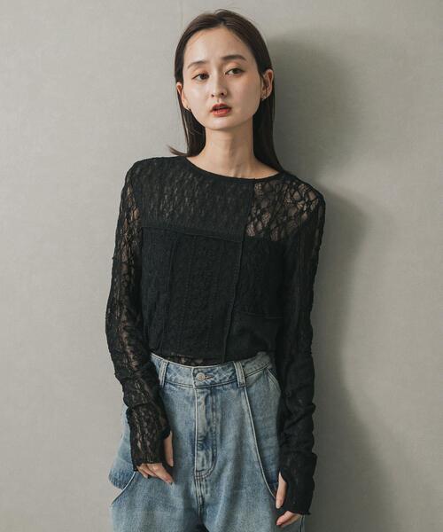 SENSE OF PLACE by URBAN RESEARCH tシャツ パッチワークレーストップ 