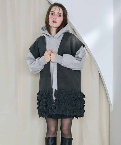 Myu（ミュー） ベスト ジレ 裾フリルフラワージレ レディース