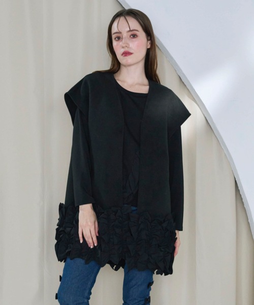 Myu（ミュー） ベスト ジレ 裾フリルフラワージレ レディース