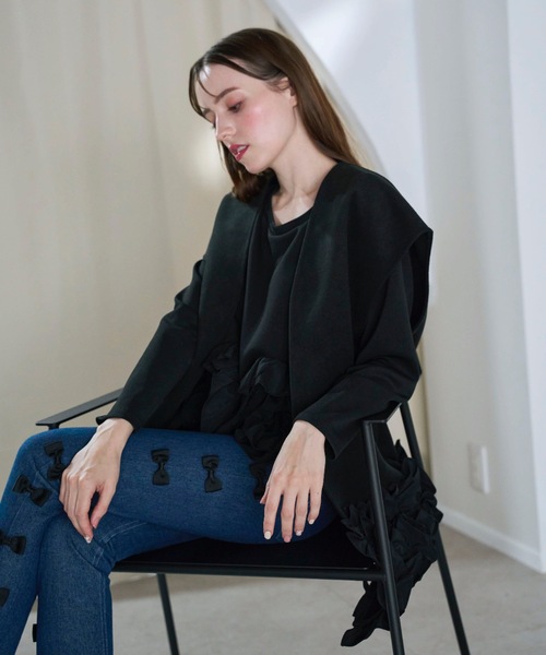 Myu（ミュー） ベスト ジレ 裾フリルフラワージレ レディース