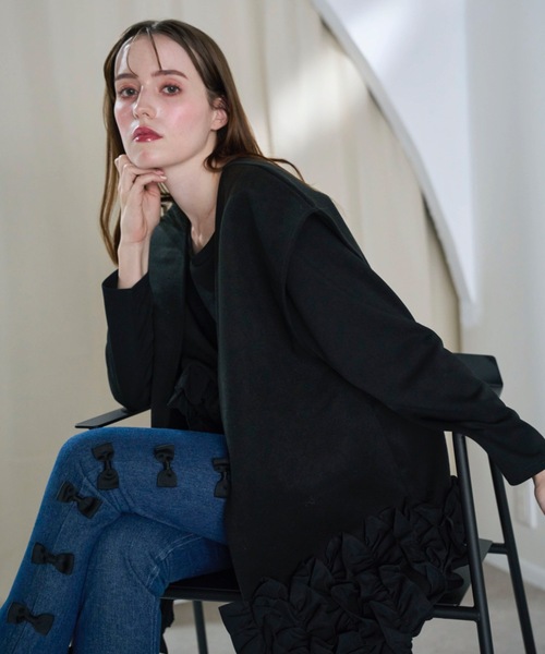 Myu（ミュー） ベスト ジレ 裾フリルフラワージレ レディース