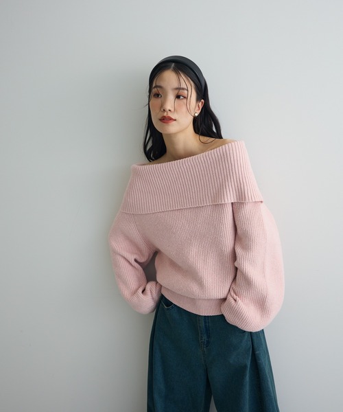 1度のみ着用 conte オフショルダーニット クリーニング済 AnriettMusee ニット セーター オフショルダーニット レディース