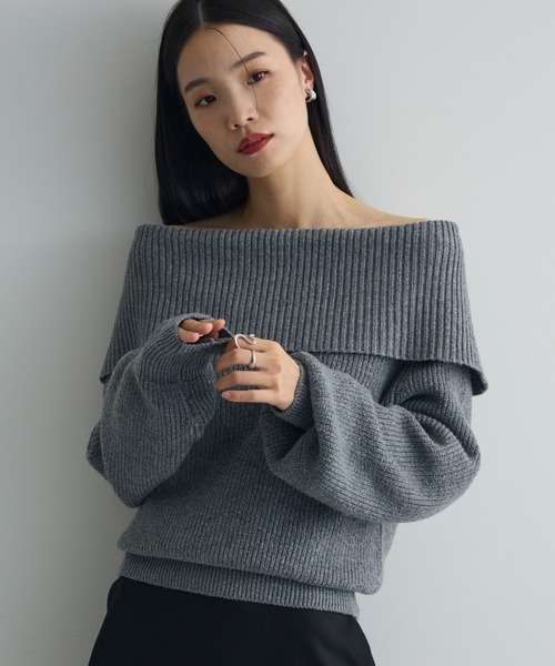 1度のみ着用 conte オフショルダーニット クリーニング済 AnriettMusee ニット セーター オフショルダーニット レディース