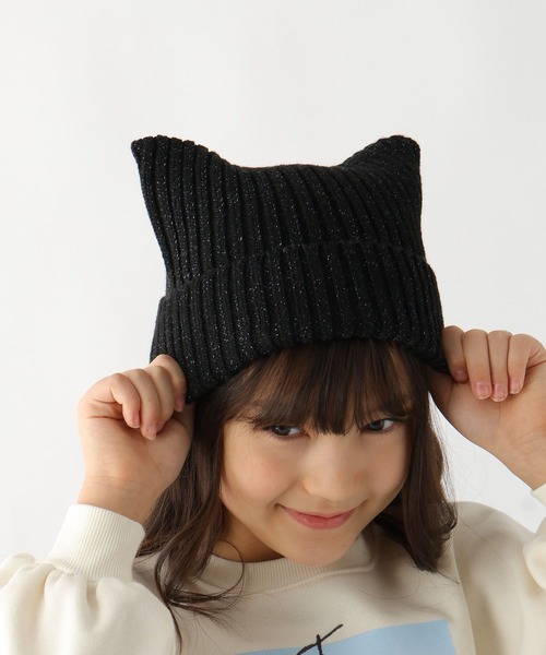 GLOBAL WORK（グローバルワーク） ニット帽 ニットキャップ ラメ猫耳