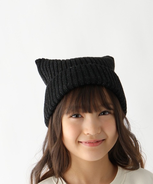 GLOBAL WORK（グローバルワーク） ニット帽 ニットキャップ ラメ猫耳