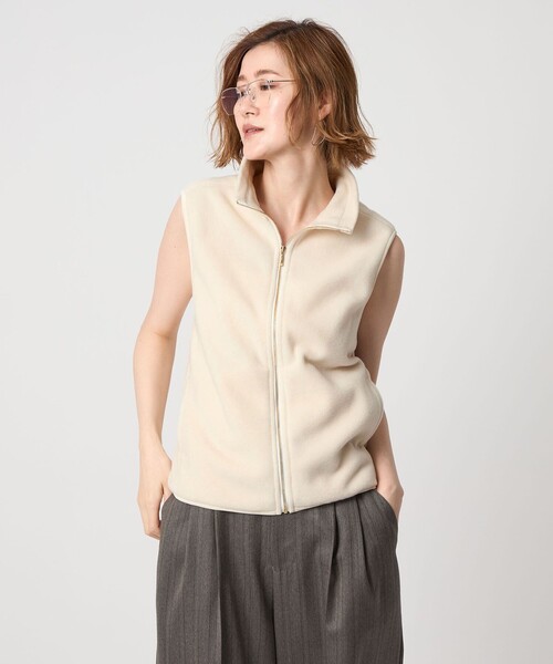 Conte フライフロントジレ　ベスト conte ベスト ジレ 「conte」フロントボタン リブ ベスト レディース