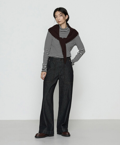 COMME CA Wardrobe tシャツ コットンリブボーダー プルオーバー