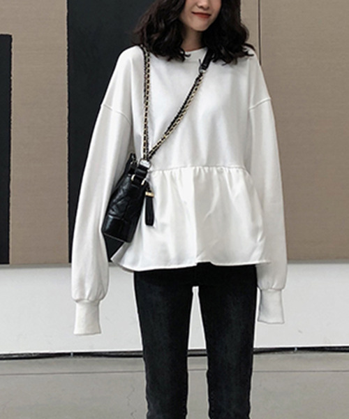 「JUNOAH」 スウェットカットソー MEDIUM ブラック レディース_画像6