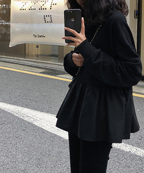 「JUNOAH」 スウェットカットソー MEDIUM ブラック レディース_画像9