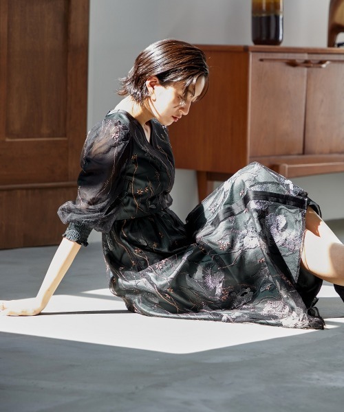 「Callarus」 半袖ワンピース LL ゴールド レディース_画像2