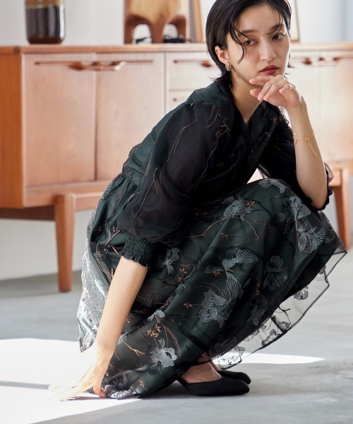 「Callarus」 半袖ワンピース LL ゴールド レディース_画像3