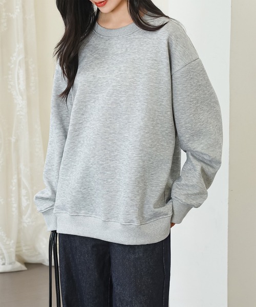 ふとんのまつむら トレーナー Mサイズ グレー スウェット 裏起毛 DAYRA トレーナー スウェット ラウンドネック 裏起毛 長袖 スウェット
