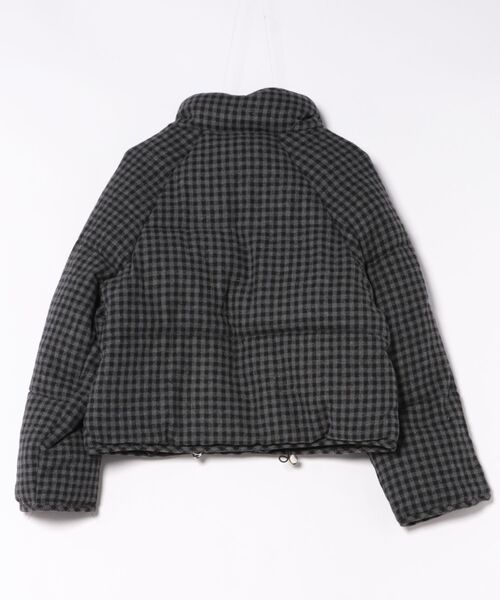 ダウンコート ダウンジャケット チェック柄 スタンドカラー エコダウン