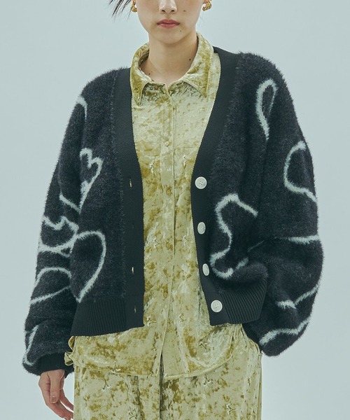 ROSE BUD（ローズバッド） カーディガン LINE JACQUARD KNIT CARDIGAN
