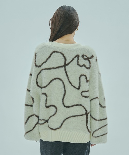 ROSE BUD（ローズバッド） カーディガン LINE JACQUARD KNIT CARDIGAN
