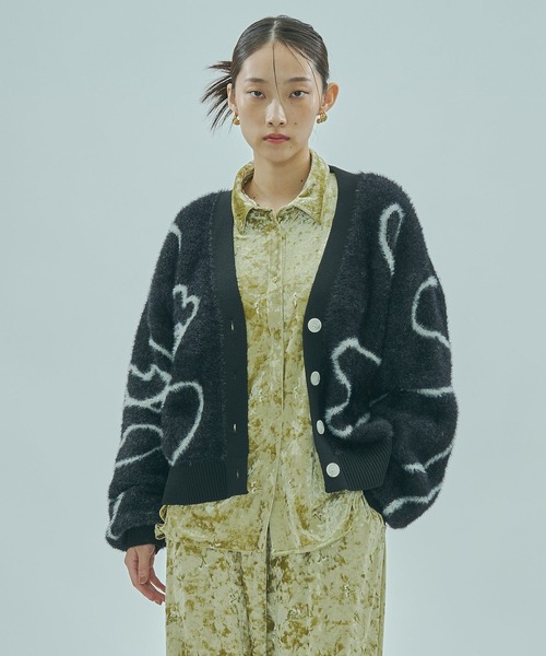 ROSE BUD（ローズバッド） カーディガン LINE JACQUARD KNIT CARDIGAN