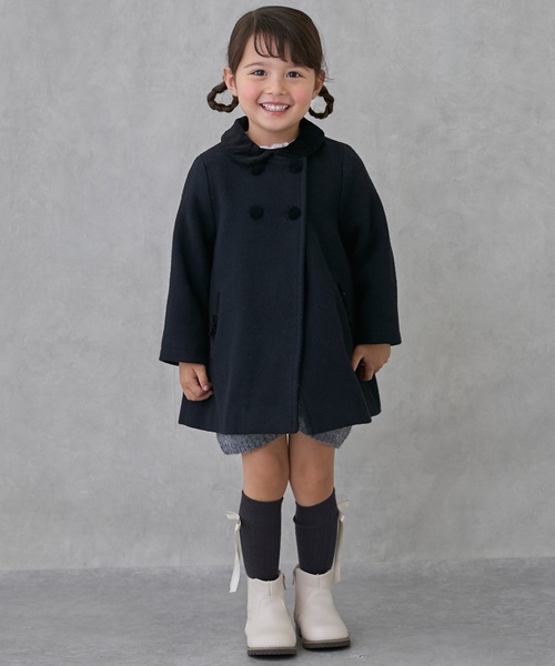 petit main コート アウター 「リンク」ダブルブレストコート キッズ