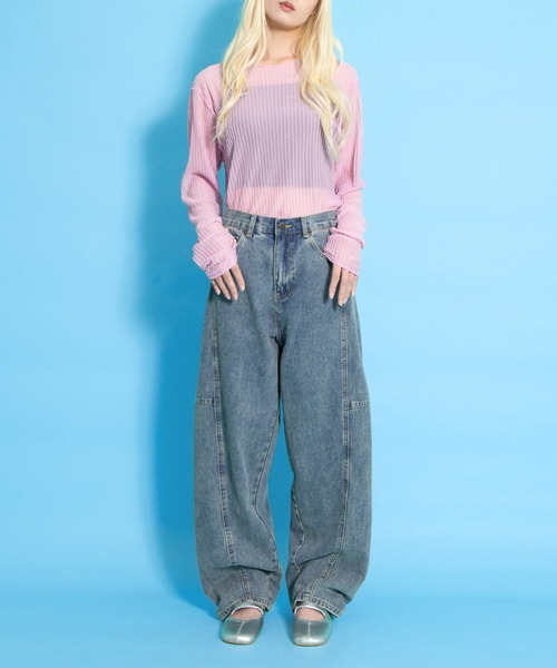 「PUNYUS」 長袖カットソー 4 サックスブルー レディース_画像2