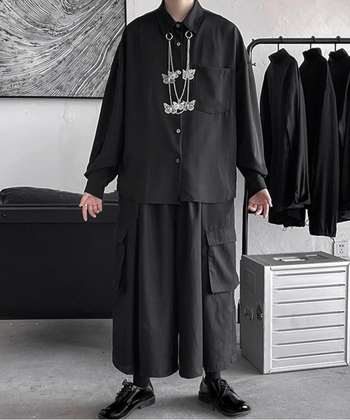 「JOHNNY WOLF」 長袖シャツ S ブラック メンズ_画像2