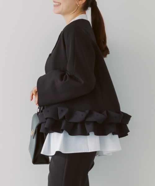 SONO ソーノ パピヨンジャケットブラウス ネイビー Sono（ソーノ） ジャケット ノーカラージャケット 「SONO/ソーノ