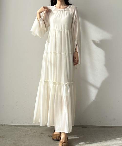 「Louere」 長袖ワンピース SMALL クリーム レディース_画像2