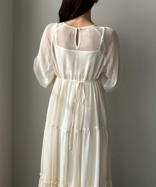 「Louere」 長袖ワンピース SMALL クリーム レディース_画像6