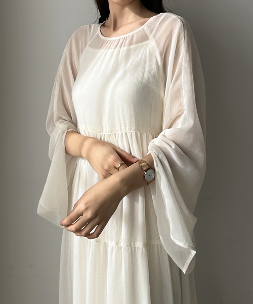 「Louere」 長袖ワンピース SMALL クリーム レディース_画像7