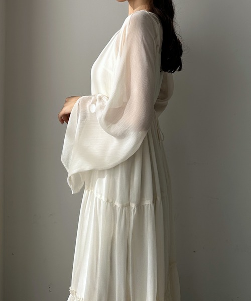 「Louere」 長袖ワンピース SMALL クリーム レディース_画像8