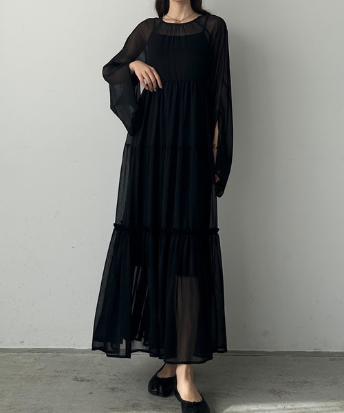 「Louere」 長袖ワンピース SMALL クリーム レディース_画像9