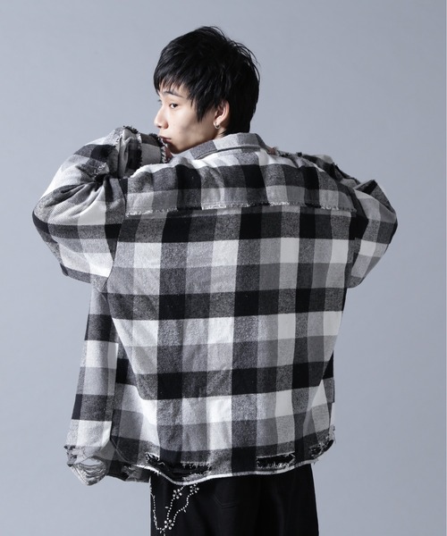 トップス DankeSchon PIGMENT DAMAGE FLANNEL CHECK 7845120255-020_MAIN.jpg?v=