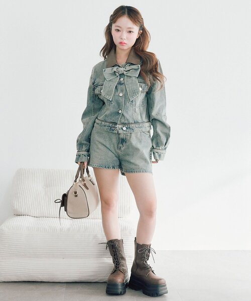 オリーブグリーン デニムジャケット　gジャン　swag yoko fti OLIVE des OLIVE（オリーブデオリーブ） デニムジャケット gジャン