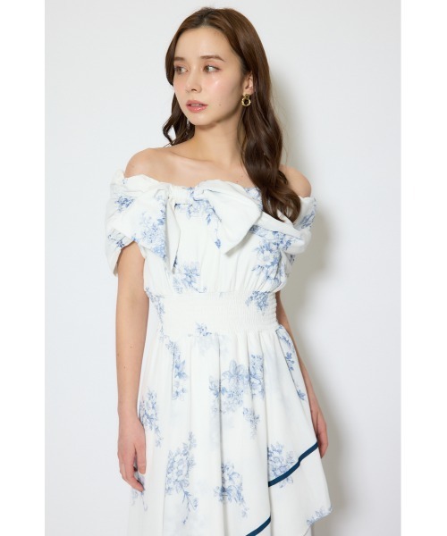 フロントビッグリボンフレアワンピース 春服 夏服 rienda（リエンダ） ワンピース フロントビッグリボンフレアワンピース