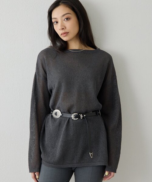 Whim Gazette(ウィム ガゼット) ポロカラーセーター　グレー ウィムガゼット Whim Gazette ポロカラーセーター （gray