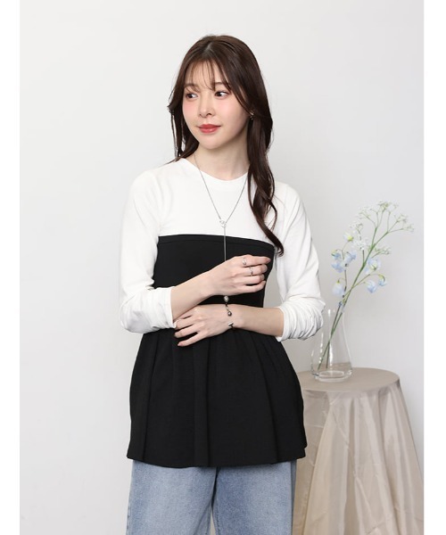 fifth（フィフス） tシャツ 異素材ドッキングビスチェ風トップス