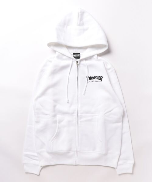 「THRASHER」 ジップアップパーカー LARGE アッシュグレー メンズ_画像7