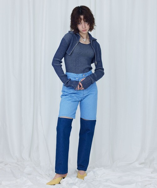 「Firsthand」 デニムパンツ 36 サックスブルー レディース_画像4