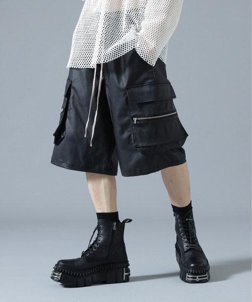 ぷっちんプロタン3点セット ブラックレザー バイカーパンツ y2k LHP｜DankeSchon/ダンケシェーン/11oz DENIM HOOK SNAP POCKET CARGO